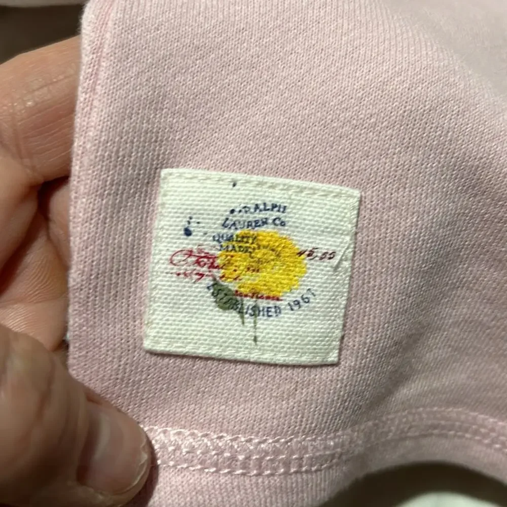 Ralph Lauren 5 pale pink cropped wide sweatshirt nwt perfect cotton polyester